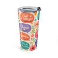 Inspirational Scripture 20oz Tumbler — "Be Still, Peace, Forgiven" Floral Faith Travel Mug