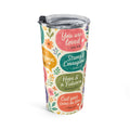 Inspirational Scripture 20oz Tumbler — "Be Still, Peace, Forgiven" Floral Faith Travel Mug