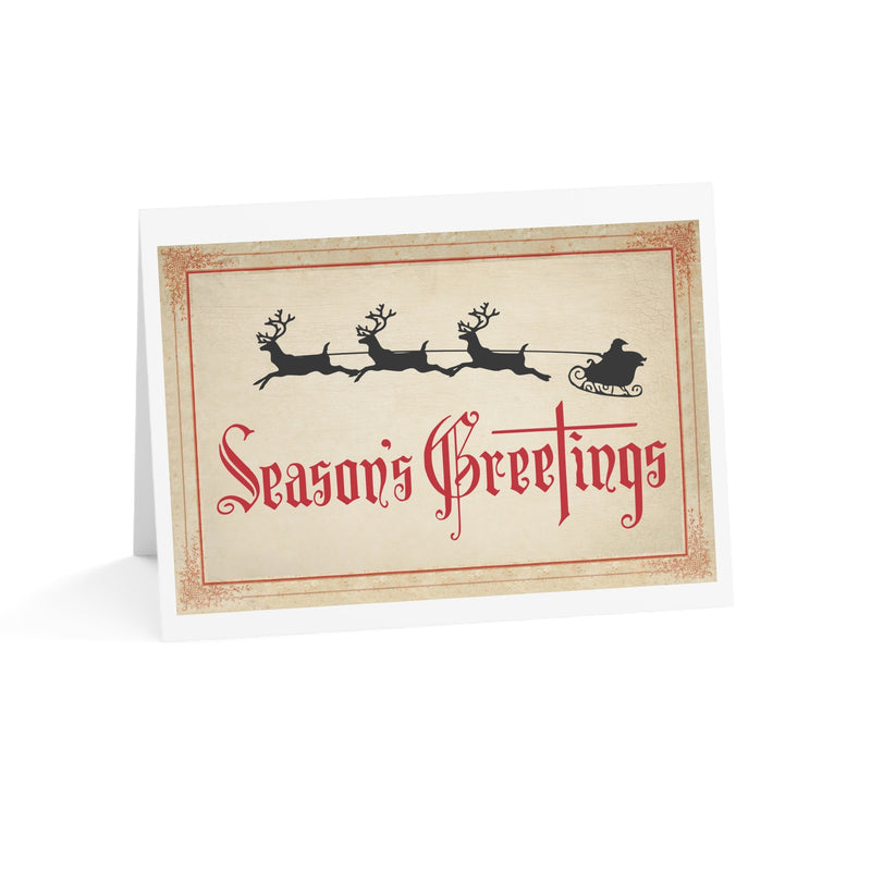 Vintage Santa Sleigh 'Season's Greetings' Holiday Cards (10 pcs)