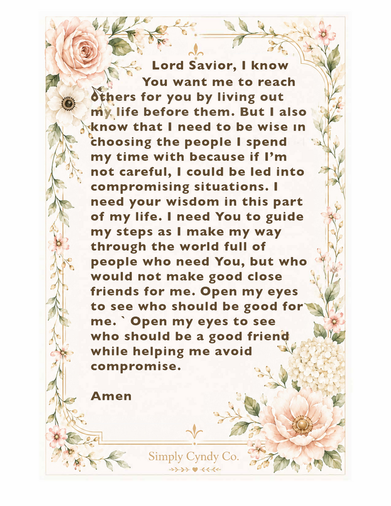 Free Prayer Card - Choosing Wise Friendships