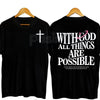 "With God All Things Are Possible" Men's Christian T-Shirt - Bible Verse Matthew 19:26 Graphic Tee, Premium 100% Cotton Scripture Top, Inspirational Religious Gift for Him, Faith-Based Men's Fashion, Soft Lived-In Christian Apparel